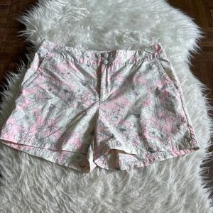 Eddie Bauer Womens 8 Shorts Pink Gray Floral Nylon Quick Dry Lightweight